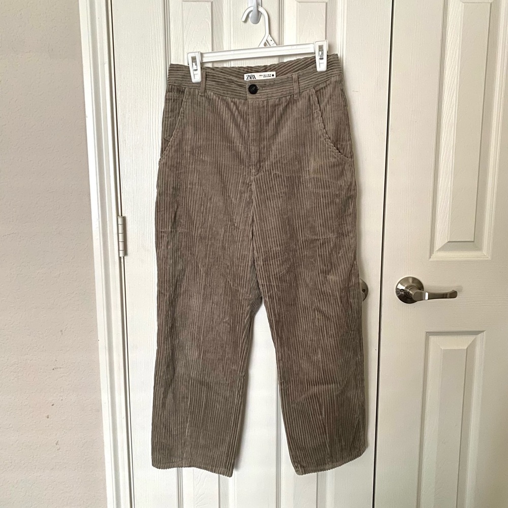 Zara high-waisted corduroy pants
